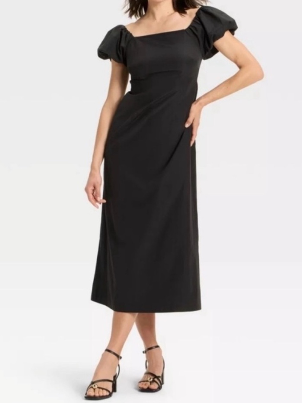 a new day Puff-Sleeve Square-Neck Midi Dress NWT Size XL